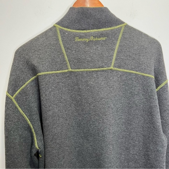 Tommy Bahama Reversible Grey Green 1/4 Zip Pullover Sweater  Size Medium - Picture 6 of 13